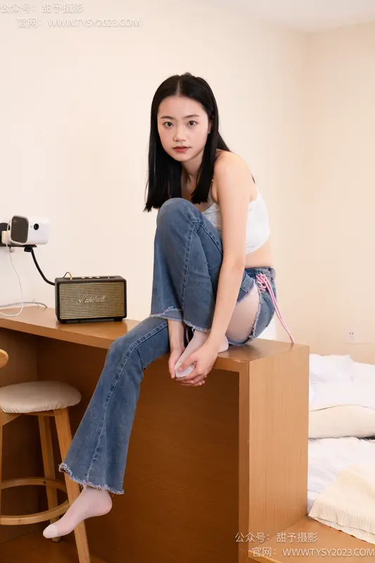 甜予摄影 No.093 齐齐-帆布鞋、白丝（脚尖加固款、裤里丝） 12